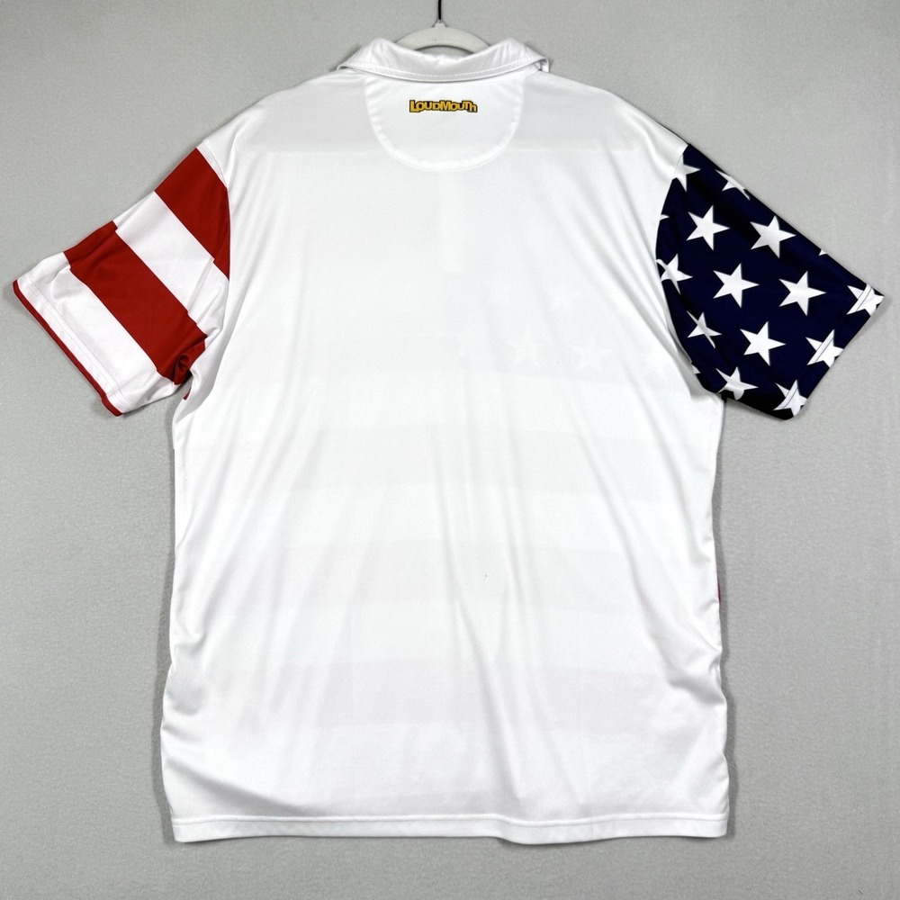 Loudmouth Golf Polo Shirt Mens XL USA American Flag Patriotic Performance - Picture 7 of 13